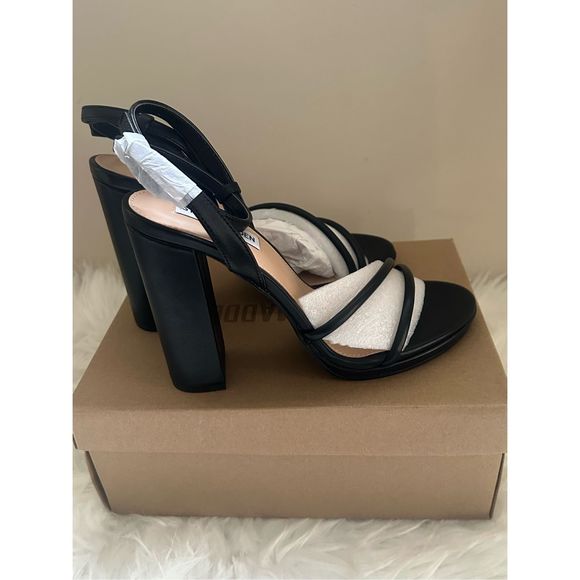 Steve Madden Jennifer black sandals size 9  Open Toe Heels - Picture 10 of 14